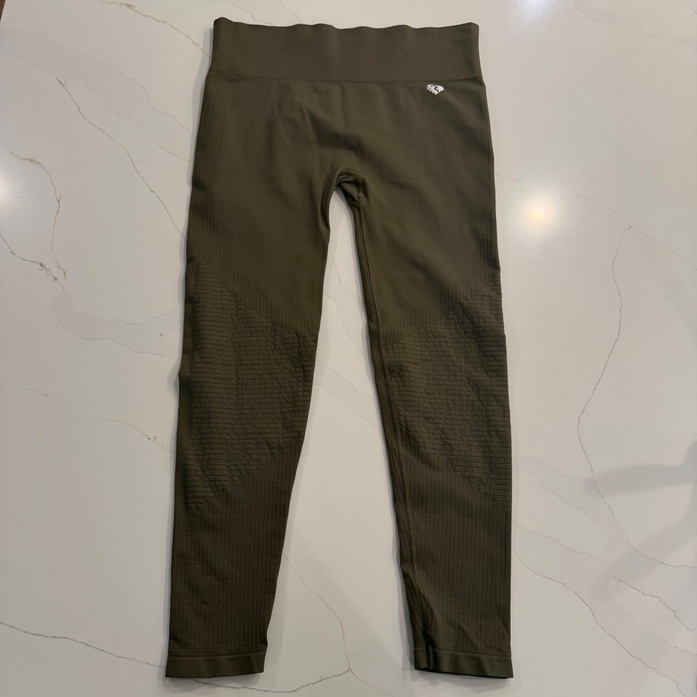 Women's Best‎ Power Seamless Olive Green Workout Leggings Gym Fitness Activewear